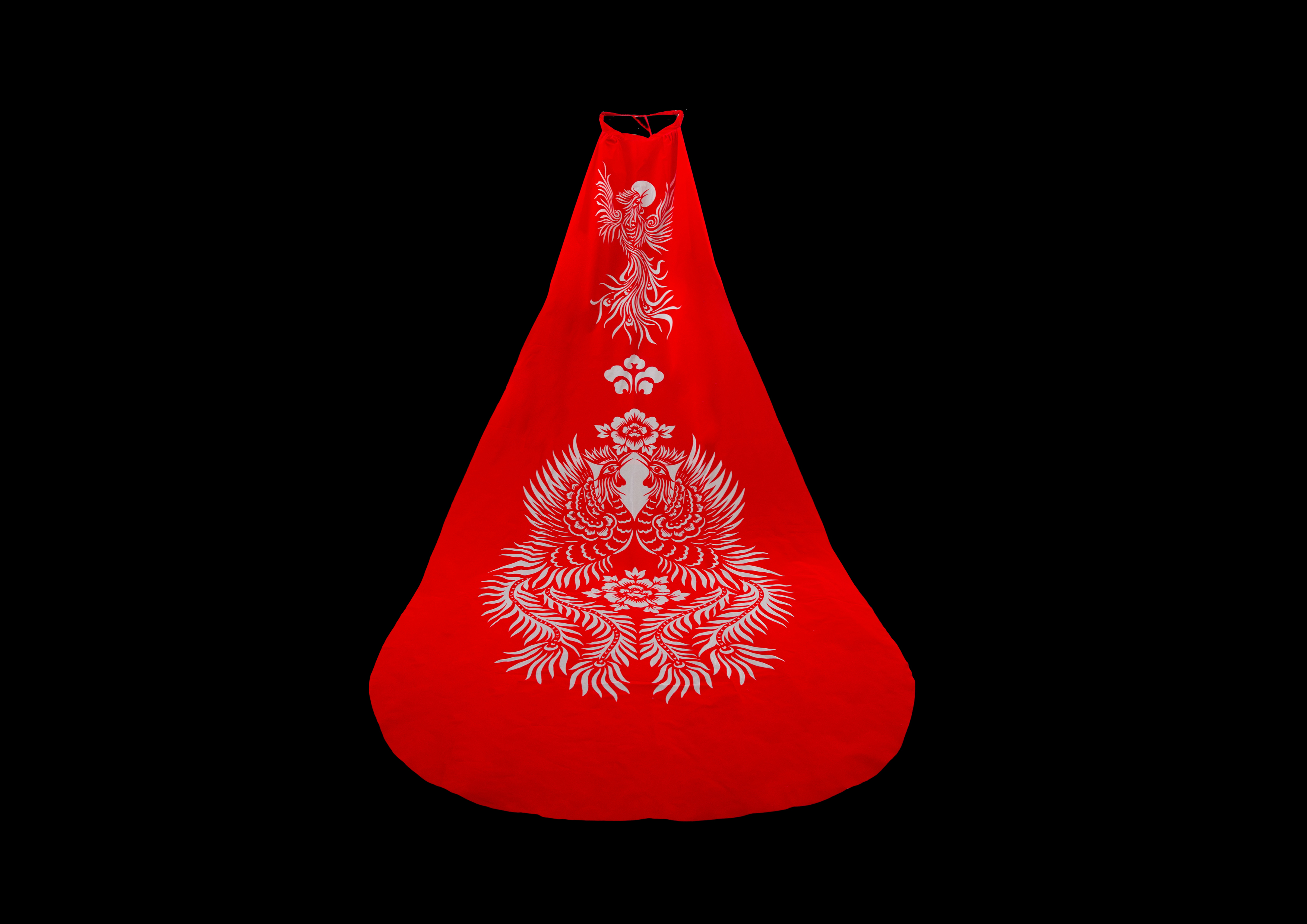 剪云裳凤戏牡丹披风(中国红系列)